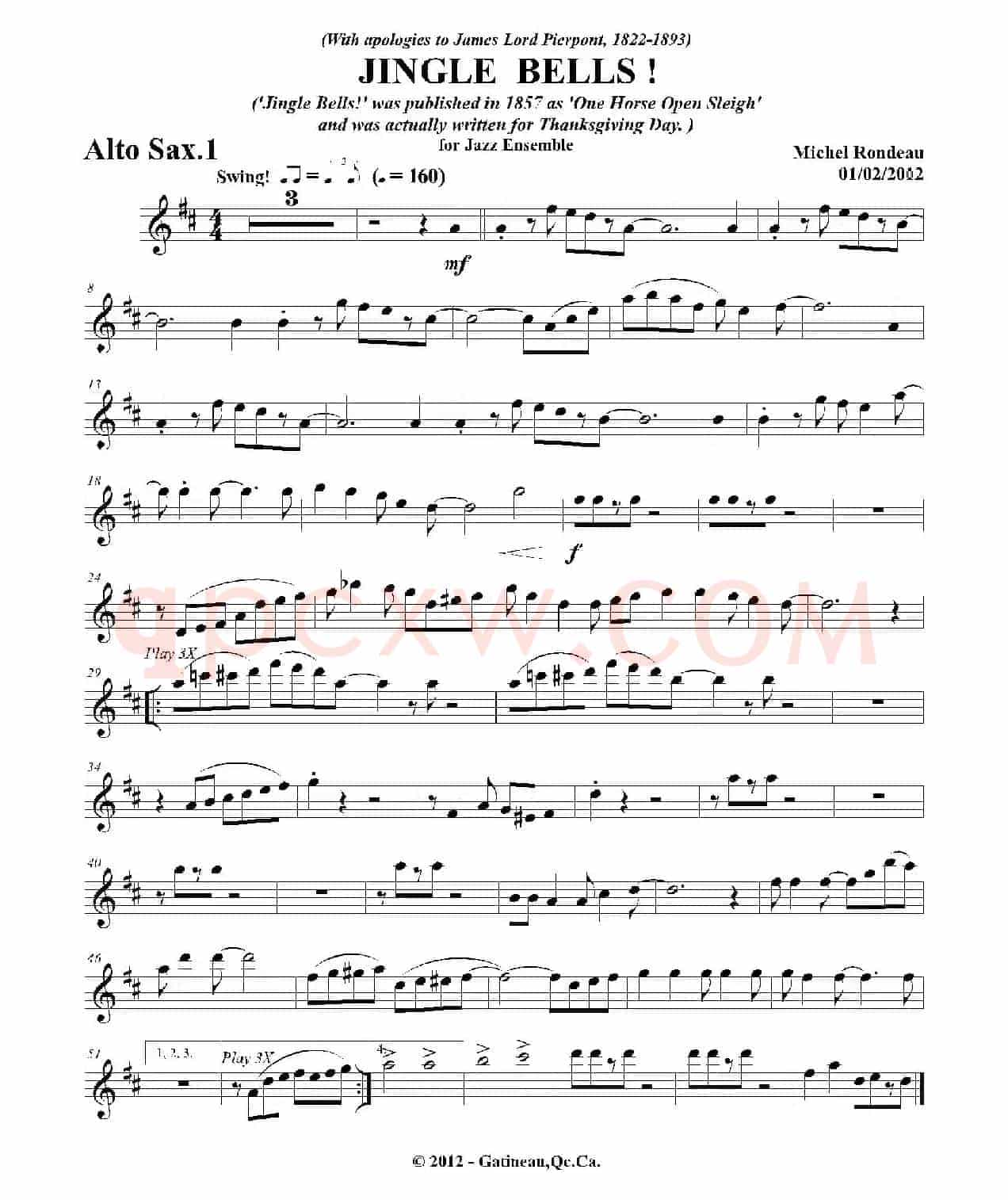 JINGLE BELLS！（第一中音萨克斯分谱）