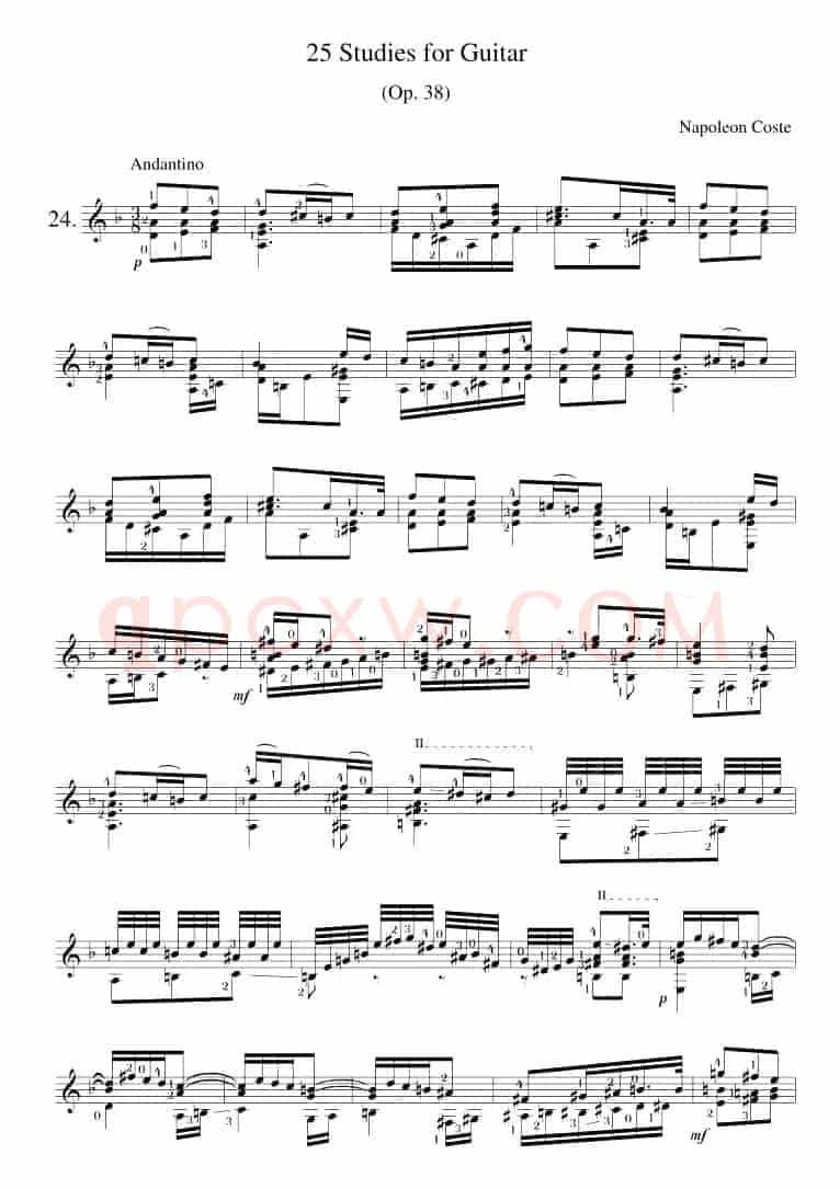 Napoleon Coste《25 Studies,Op.38》（STUDY 24）