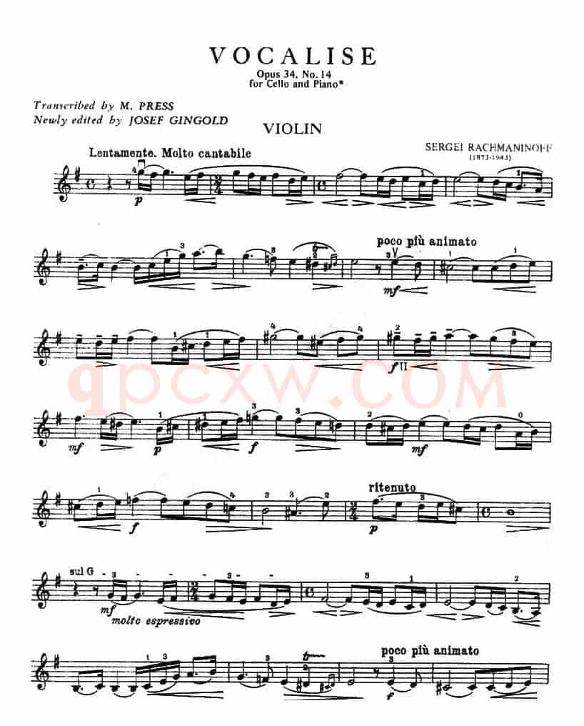 VOCALISE Op.34 No.14（版本一）