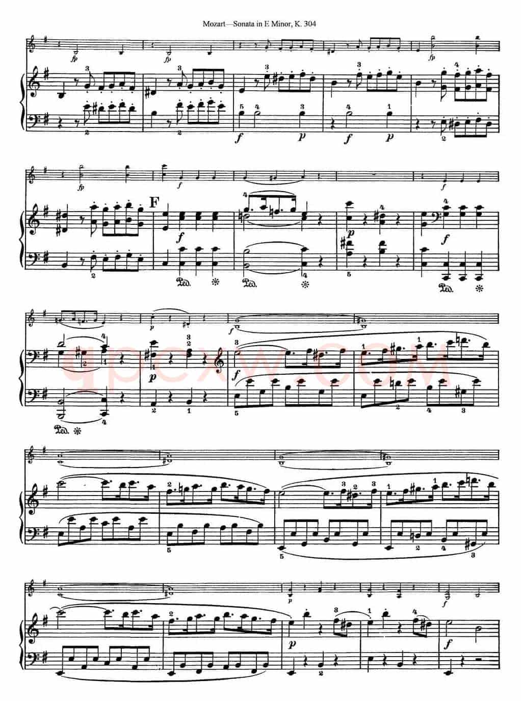 Violin Sonata in E Minor K.304（小提琴+钢琴伴奏）