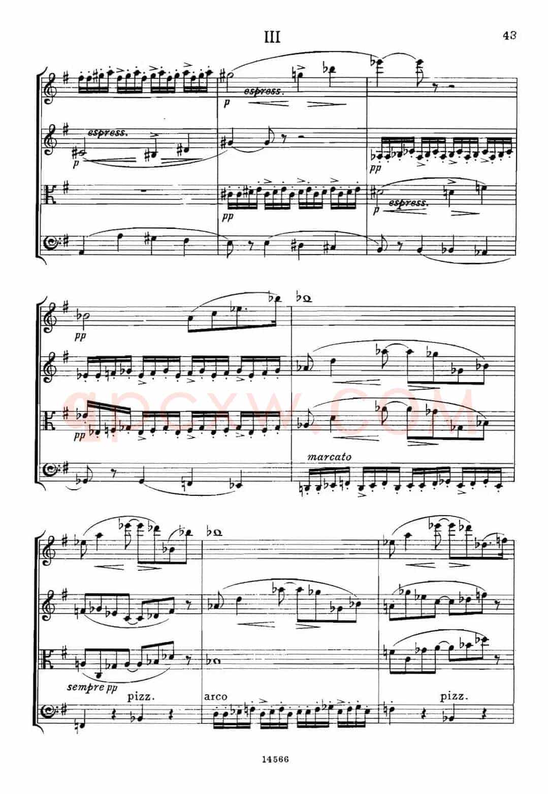 QUARTET Op.83(第三部分)(弦乐四重奏)