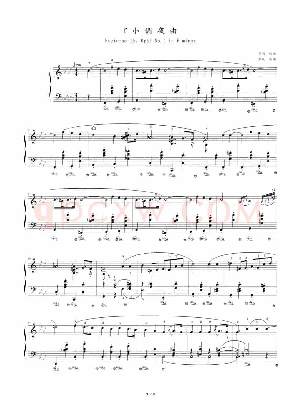 f小调夜曲，Op.55,No.1（肖邦第15号夜曲）