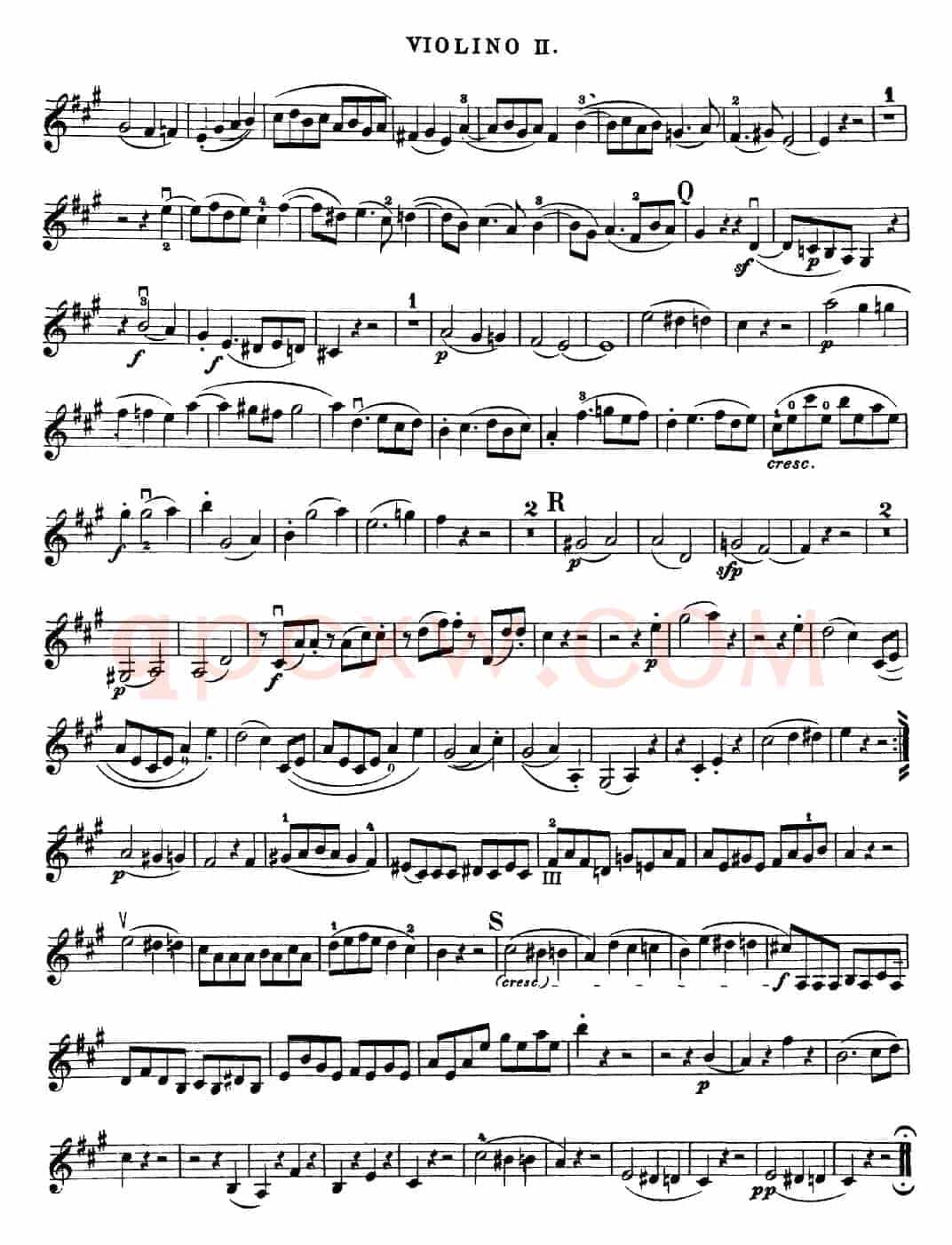 Mozart《Quartet No.18 in A Major,K.464》（Violin 2分谱）