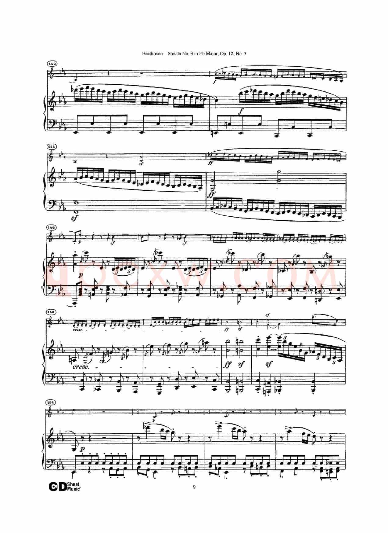 降E大调第三小提琴奏鸣曲（Sonata No.3 in Eb Major Op.12,No.3）（小提琴+钢琴伴奏）