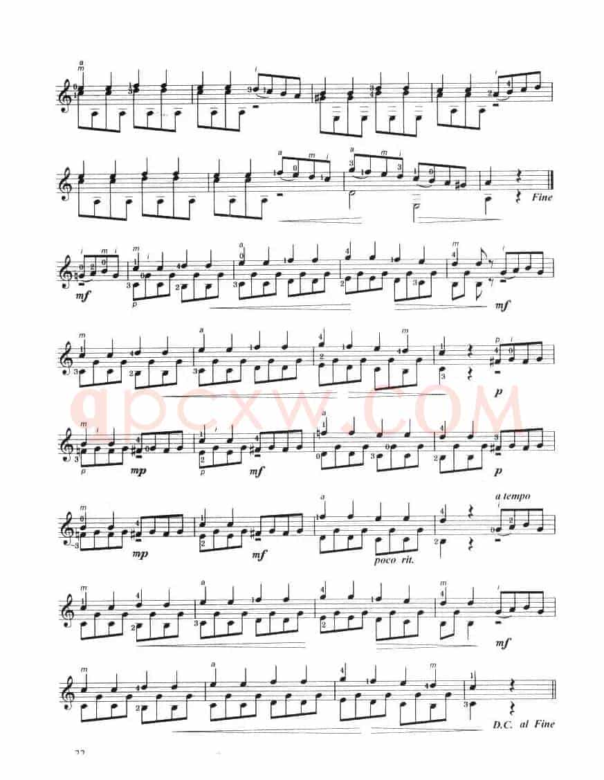 古典吉他考级二级外国乐曲C组（4首）