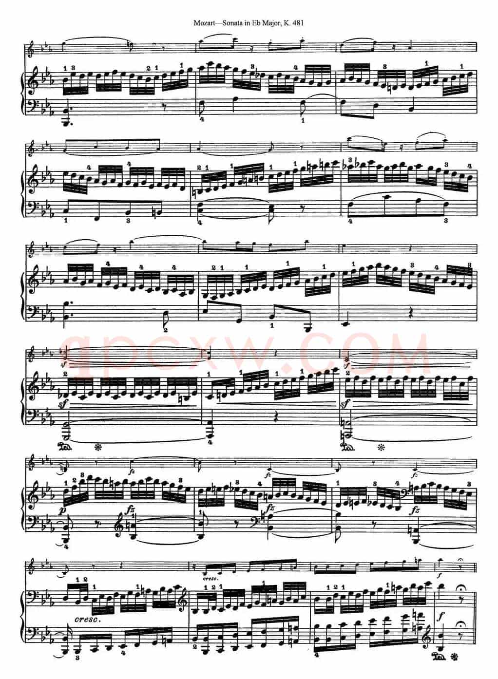 Violin Sonata in Eb Major K.481（小提琴+钢琴伴奏）