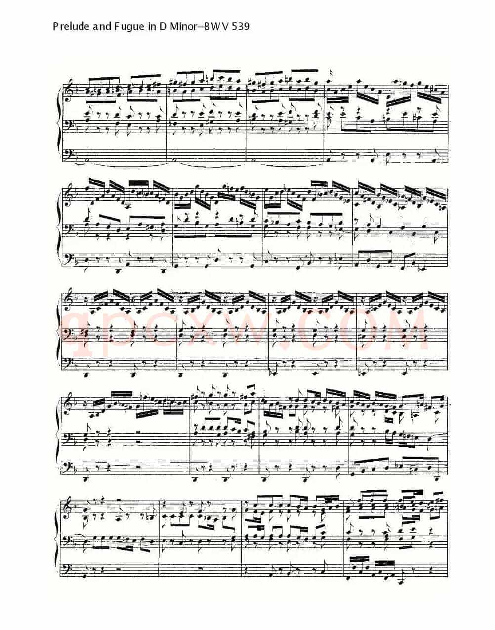 Prelude and Fugue in D Minor--BWV 539 (管风琴谱)
