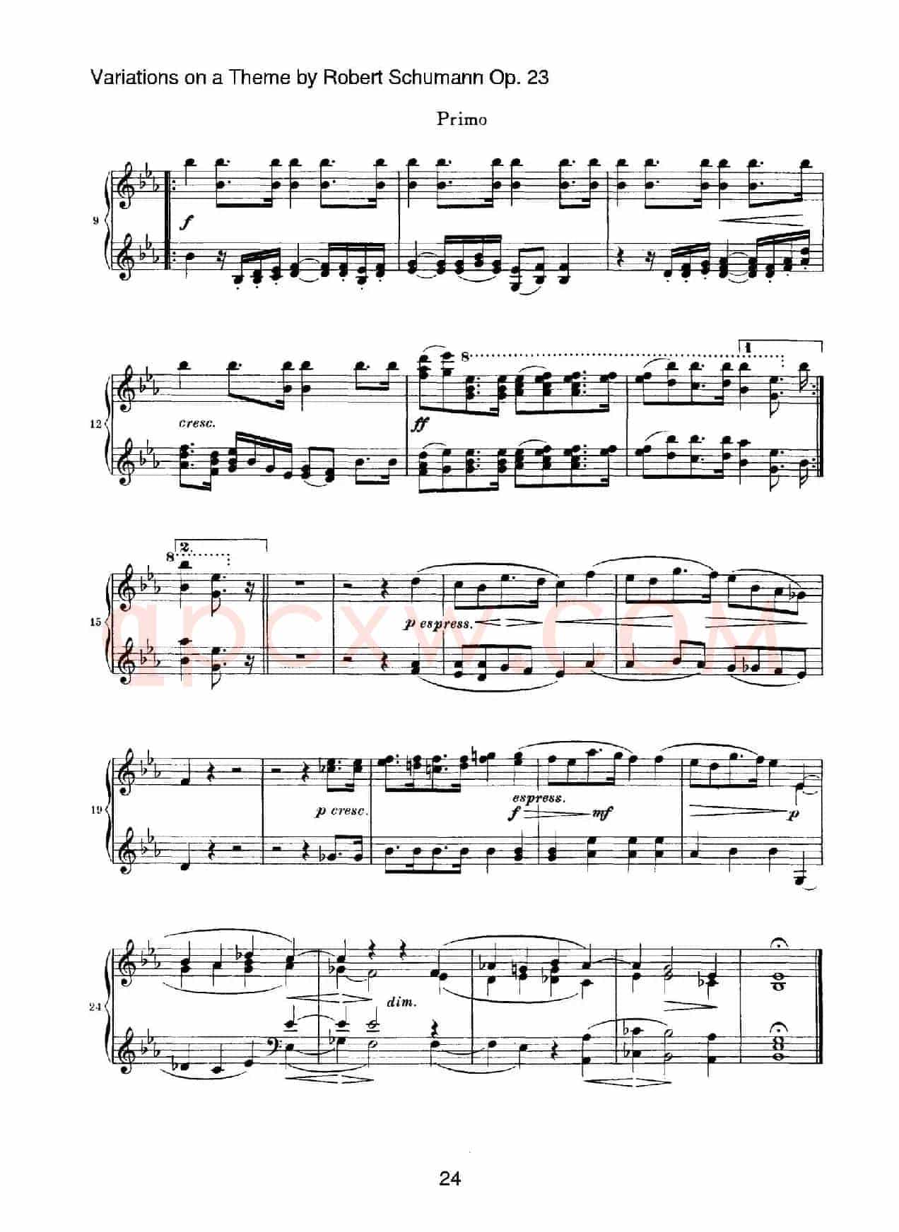 Variations on a Theme by Robert Schumann Op.23(舒曼主题变奏曲)(四手联弹)