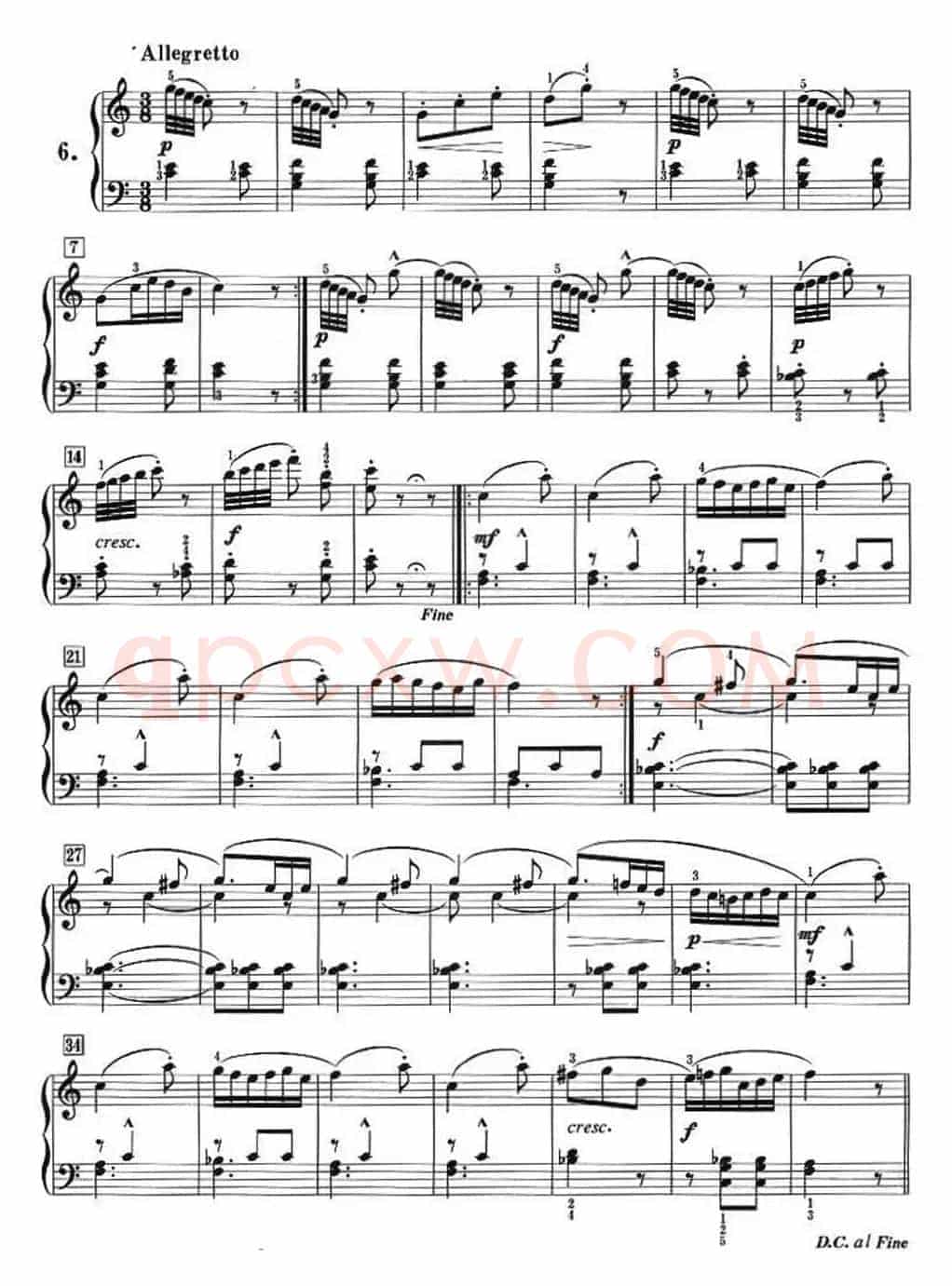 50首莱蒙钢琴练习曲 作品37（NO.6）