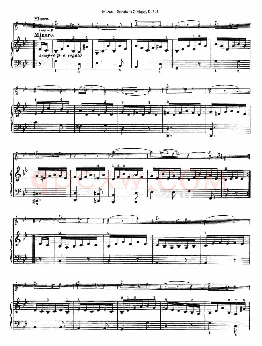 Violin Sonata in G Major K.301（小提琴+钢琴伴奏）
