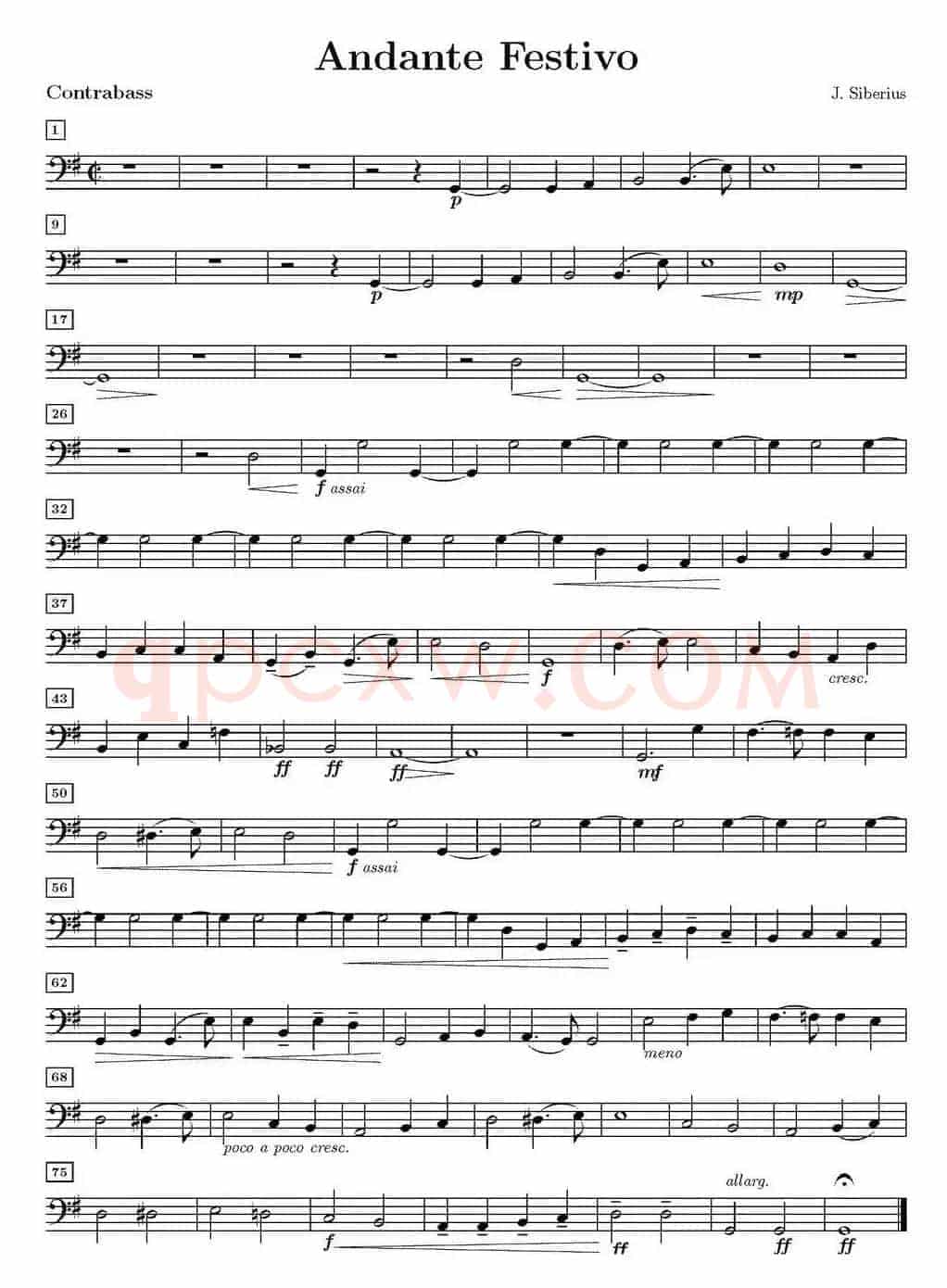 Andante Festivo（活泼的行板、低音大提琴分谱）