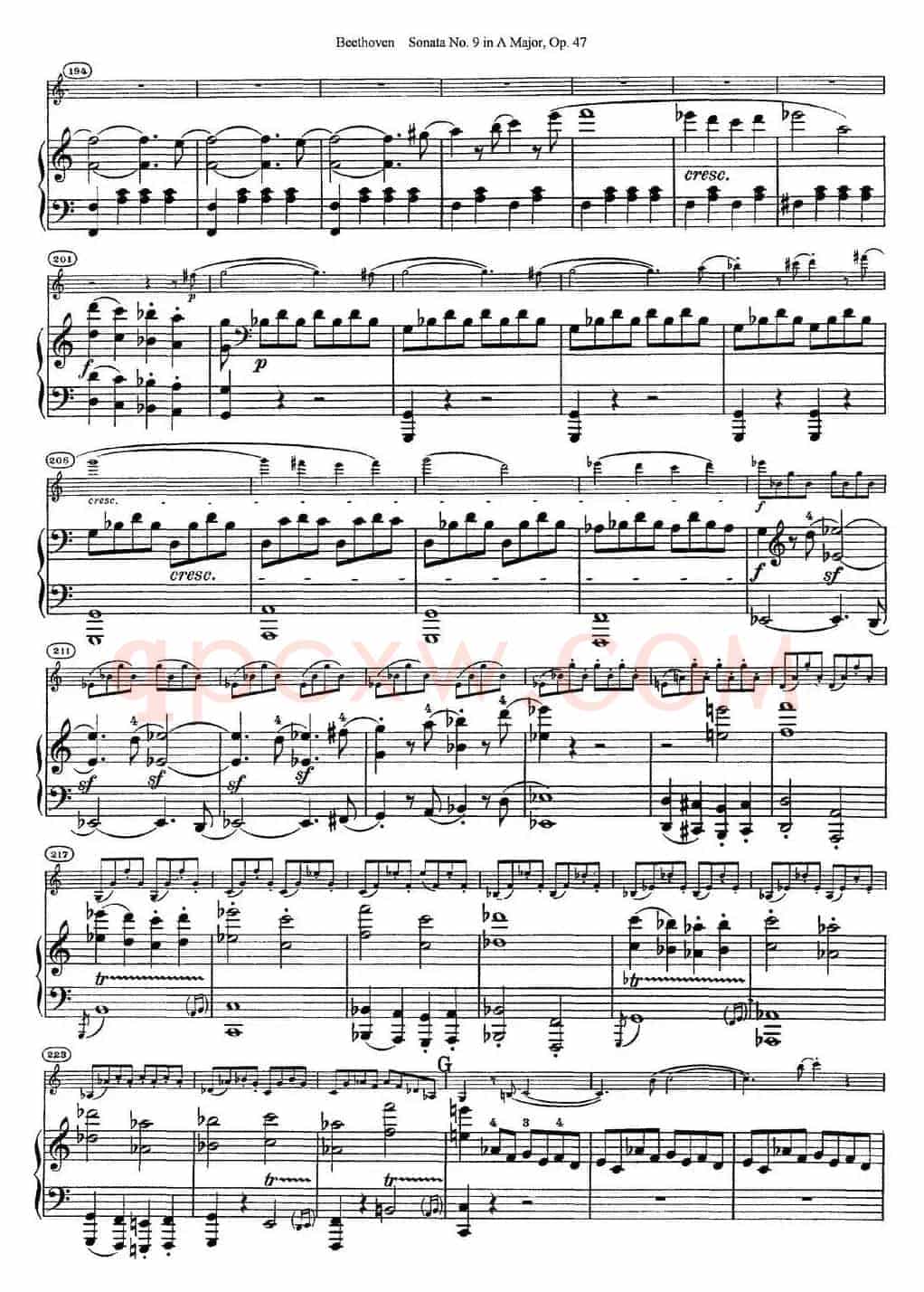 Violin Sonata No.9 in A Major Op.47（小提琴+钢琴伴奏）