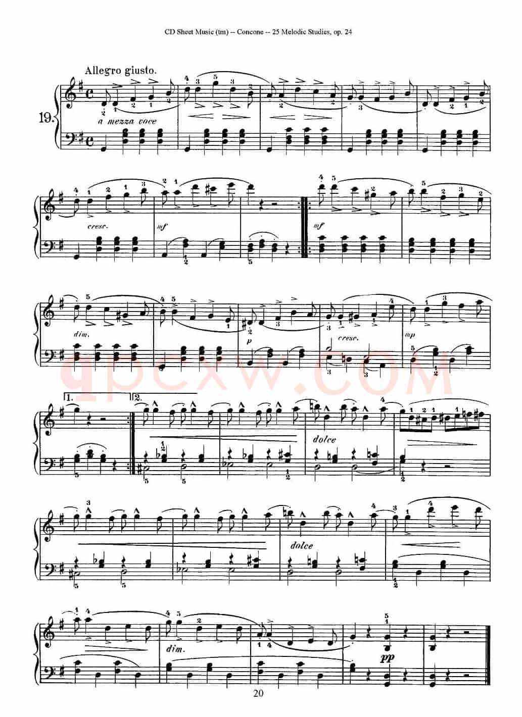 Concone - 25 Melodic Studies easy and progressive（16—20）