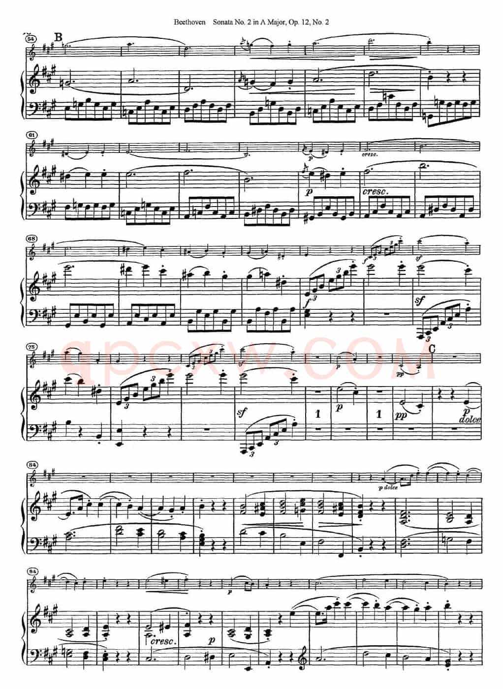 Violin Sonata No.2 in A Major Op.12 No.2（小提琴+钢琴伴奏）