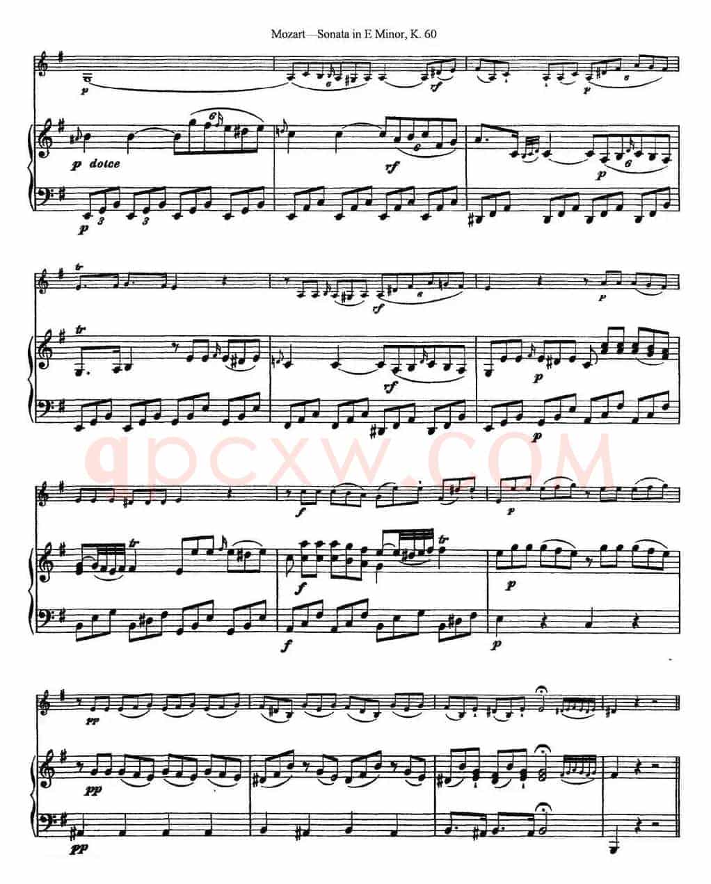 Violin Sonata in E Minor K.60（小提琴+钢琴伴奏）