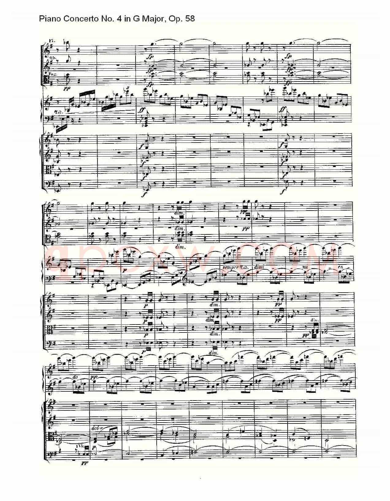 G大调钢琴第四协奏曲 Op.58 第三乐章(总谱)