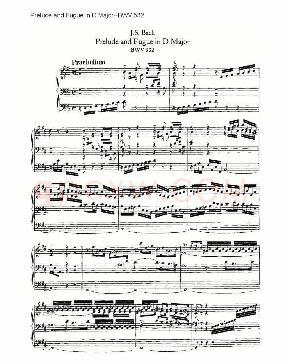 Prelude and Fugue in D Major--BWV 532 (管风琴谱)
