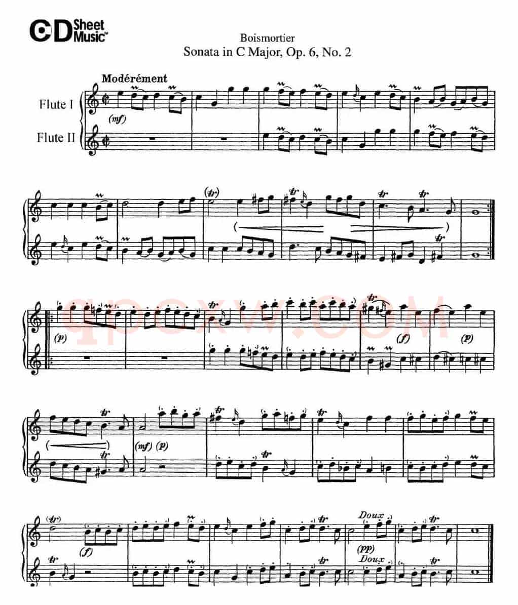 C大调双长笛奏鸣曲作品6号之2（Sonata in C Major Op.6No.2）