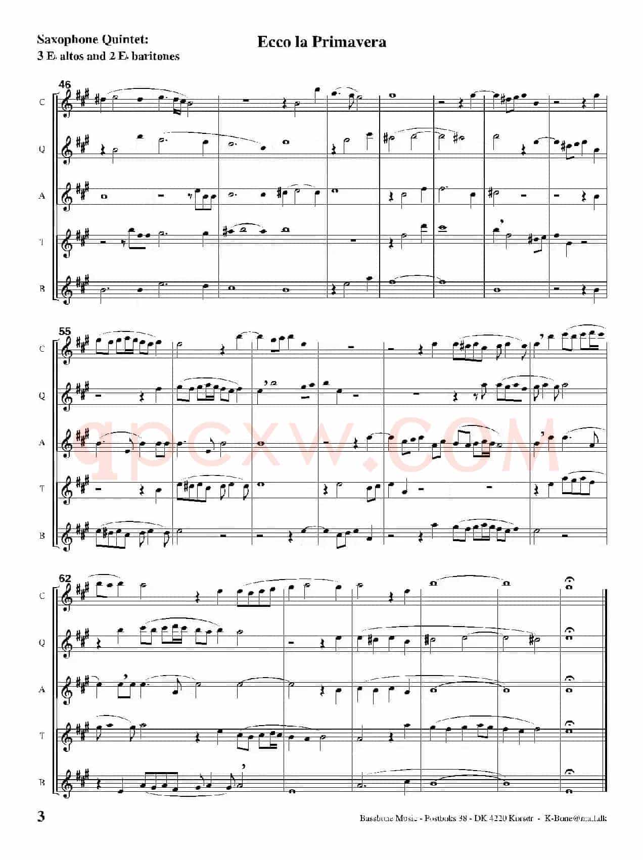 Ecco La Primavera（五重奏）