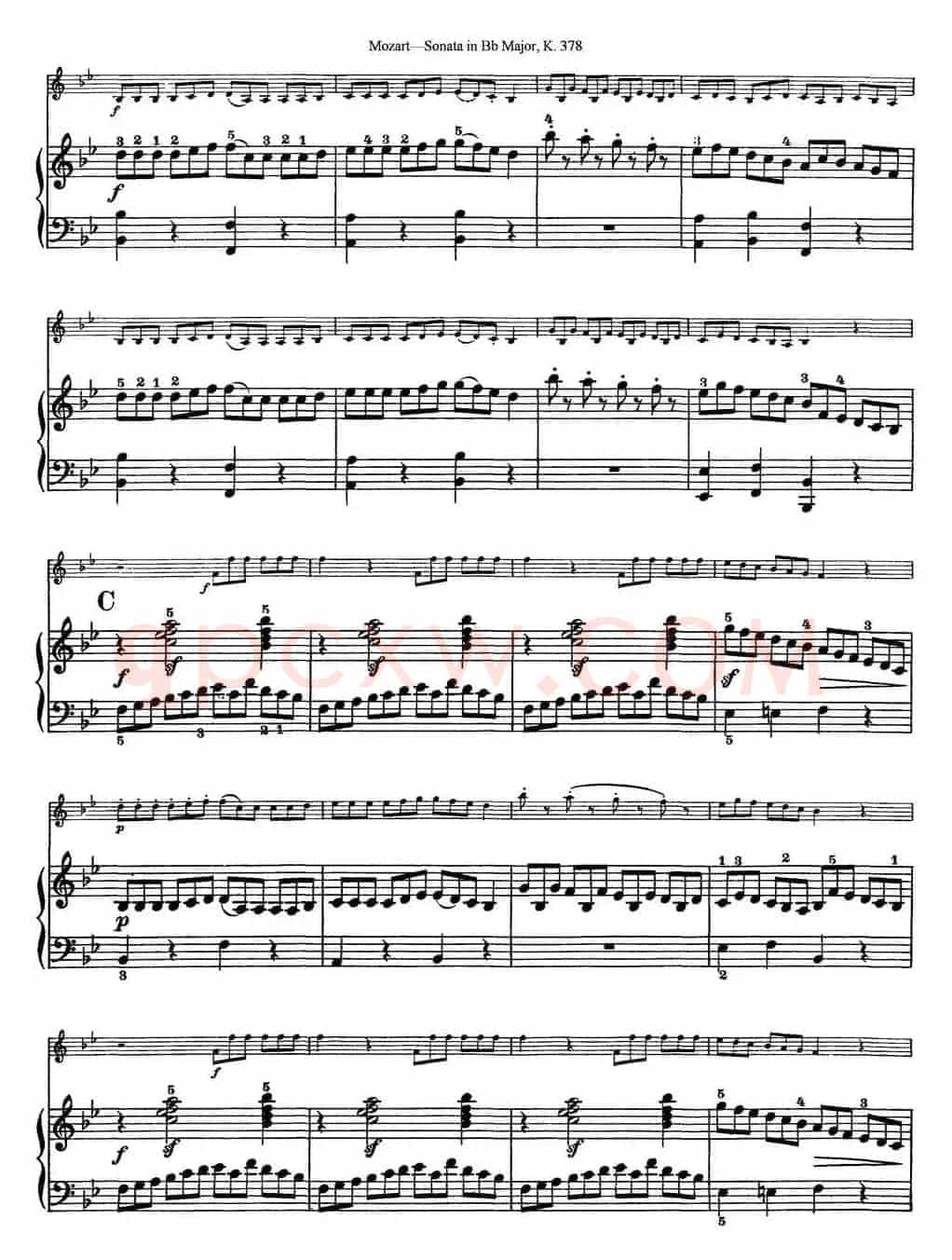 Violin Sonata in Bb Major K.378（小提琴+钢琴伴奏）