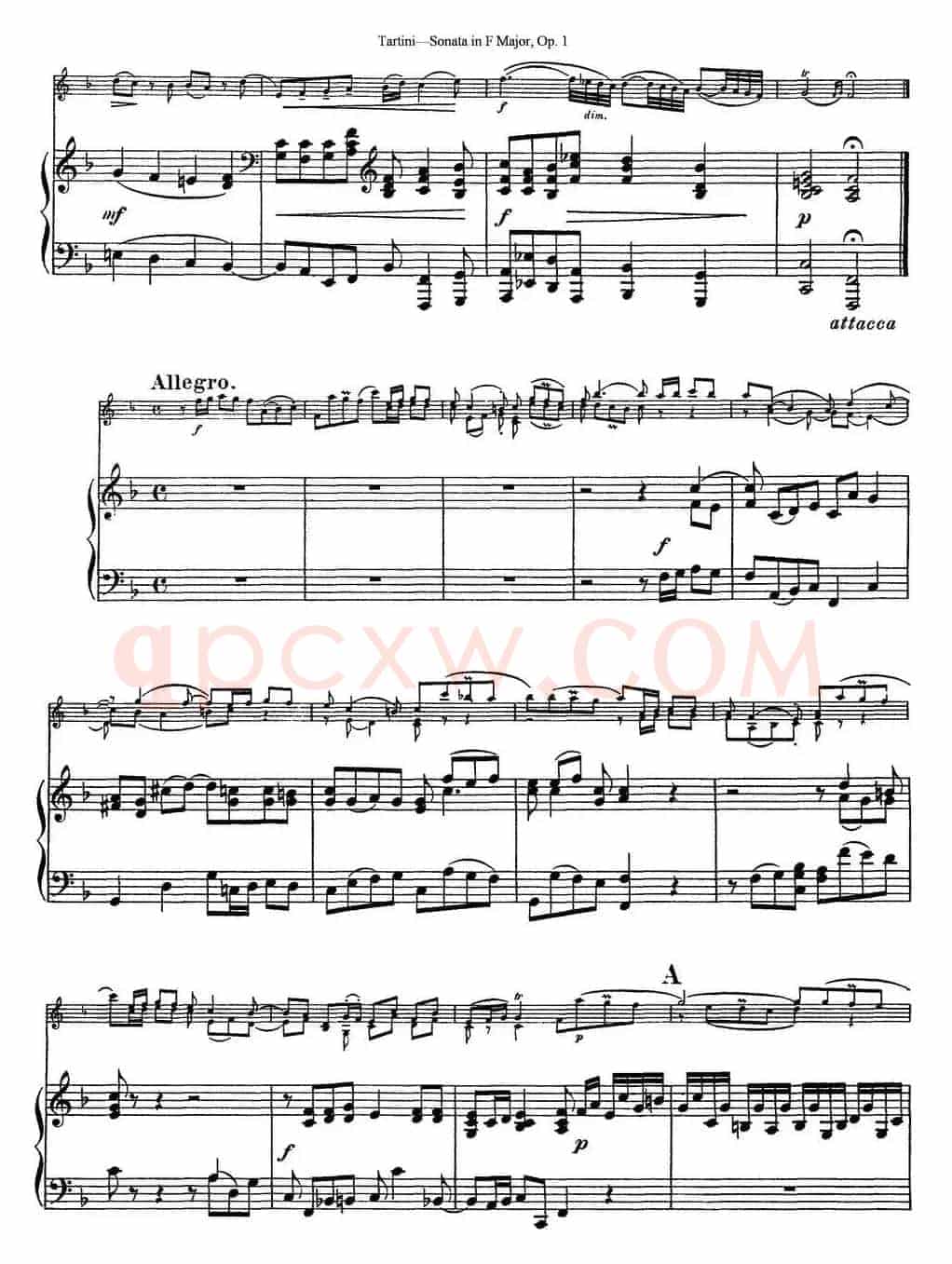 Violin Sonata in F Major Op.1（小提琴+钢琴伴奏）