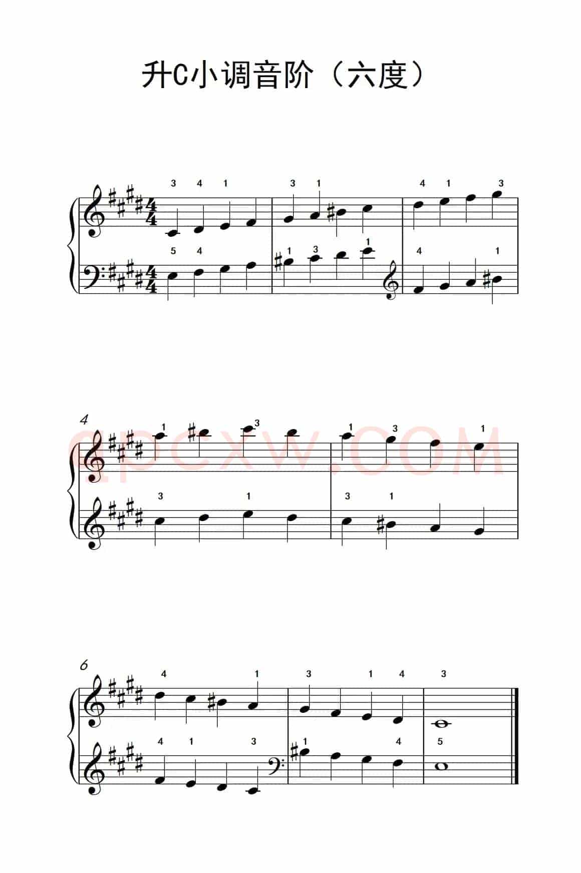 升C小调音阶（六度）（孩子们的钢琴音阶、和弦与琶音 2）
