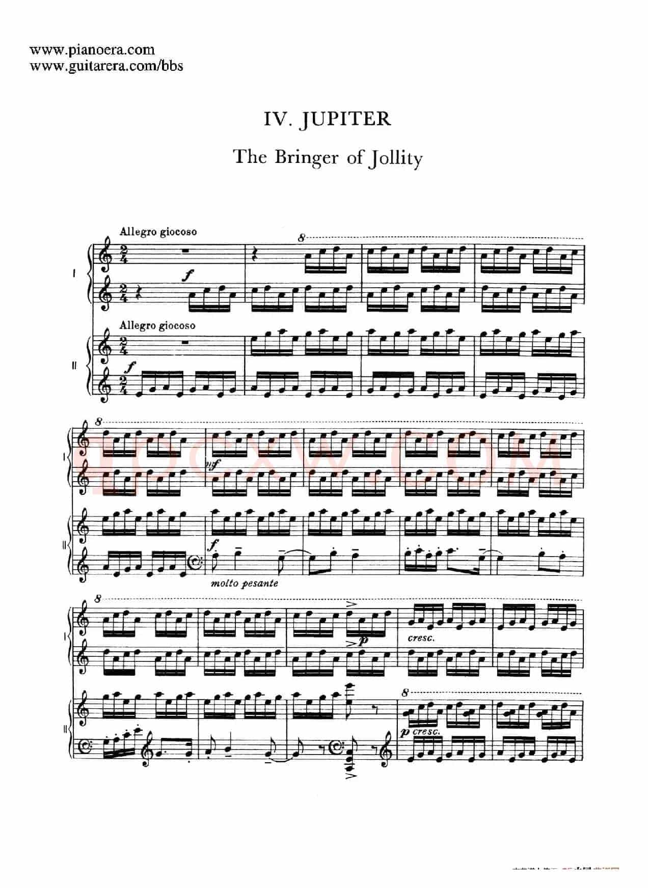 The Planets Op.32(双钢琴)(行星·第三乐章 水星—飞行使者)