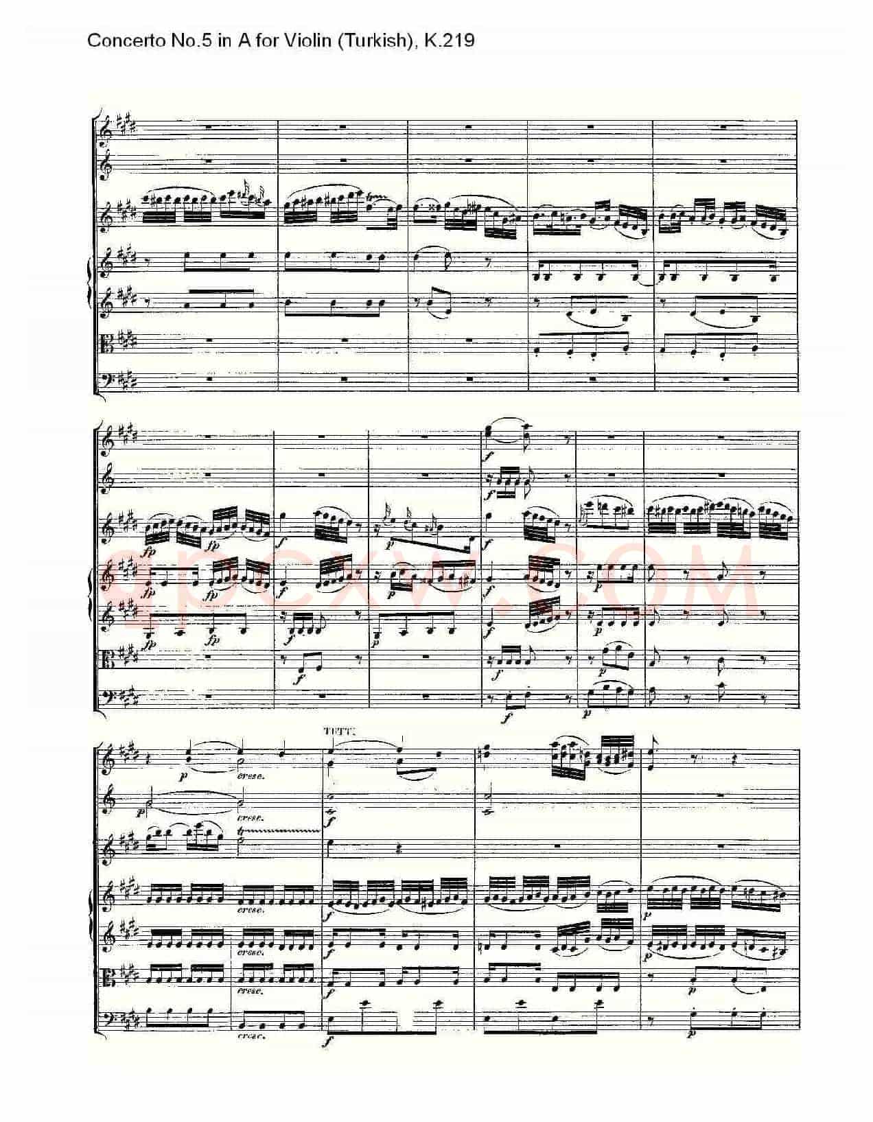A调小提琴第五协奏曲,(土耳其) K.21)