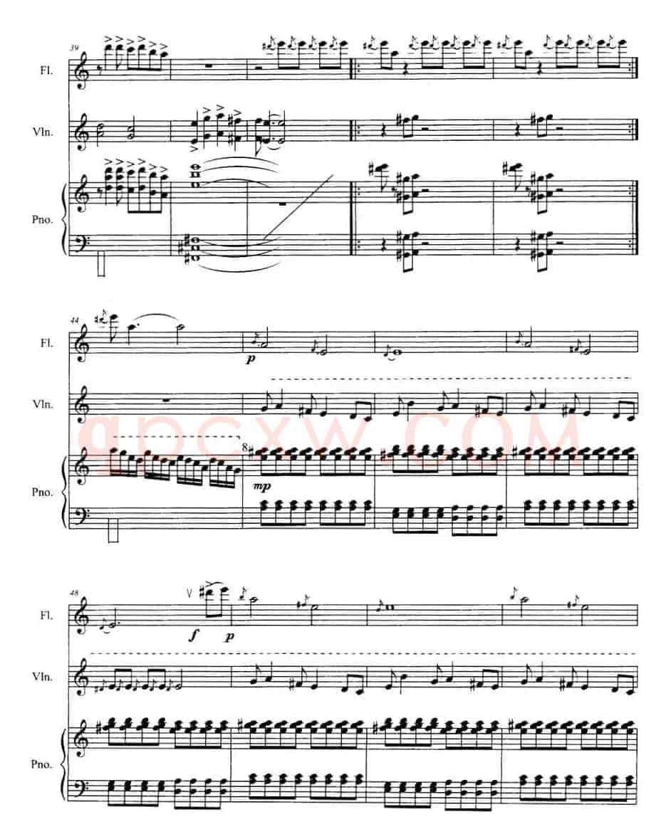 长笛与小提琴组曲：（四）乐舞四（带钢琴伴奏）
