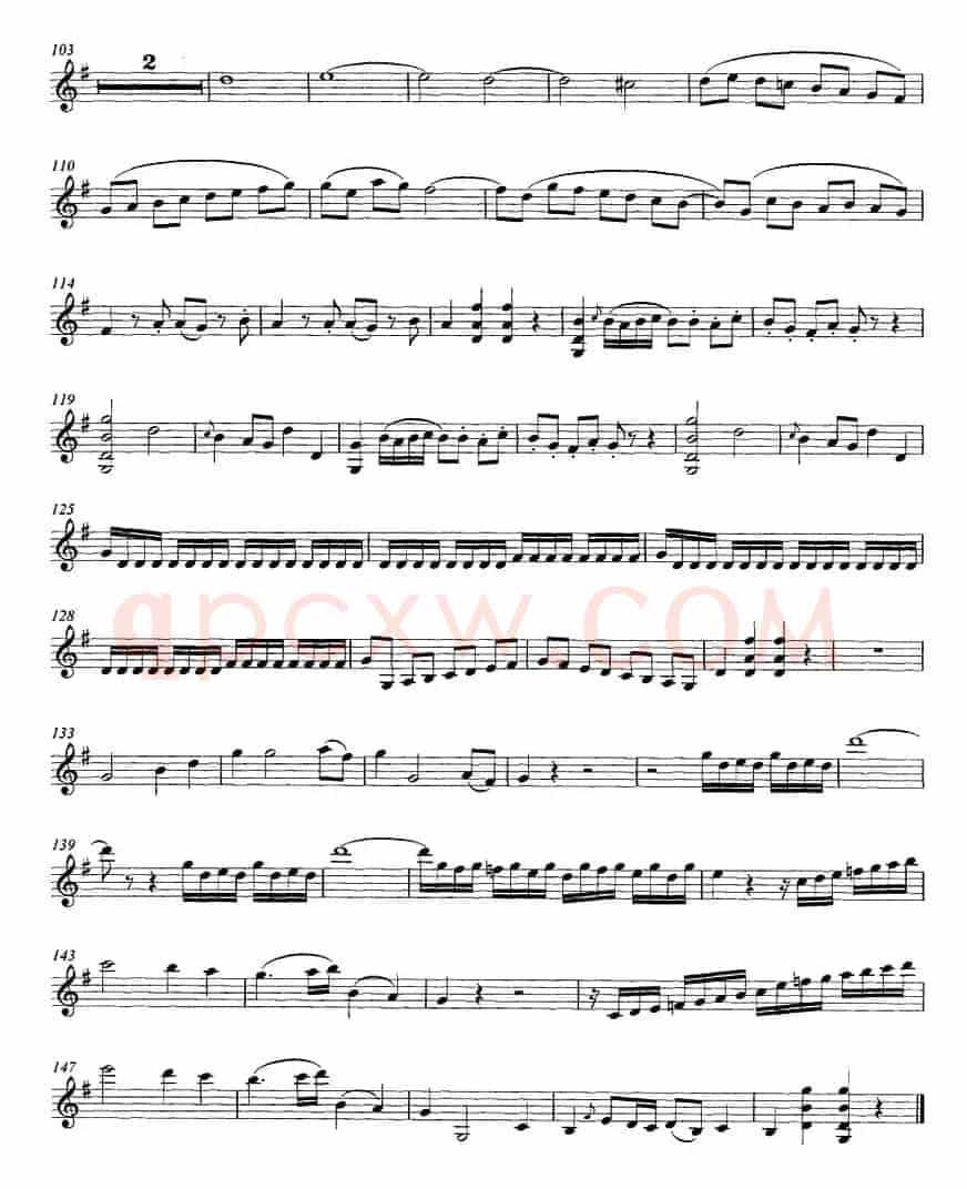 Mozart《String Quartet No.1 in G Major,K.80》（Violin Ⅱ分谱）