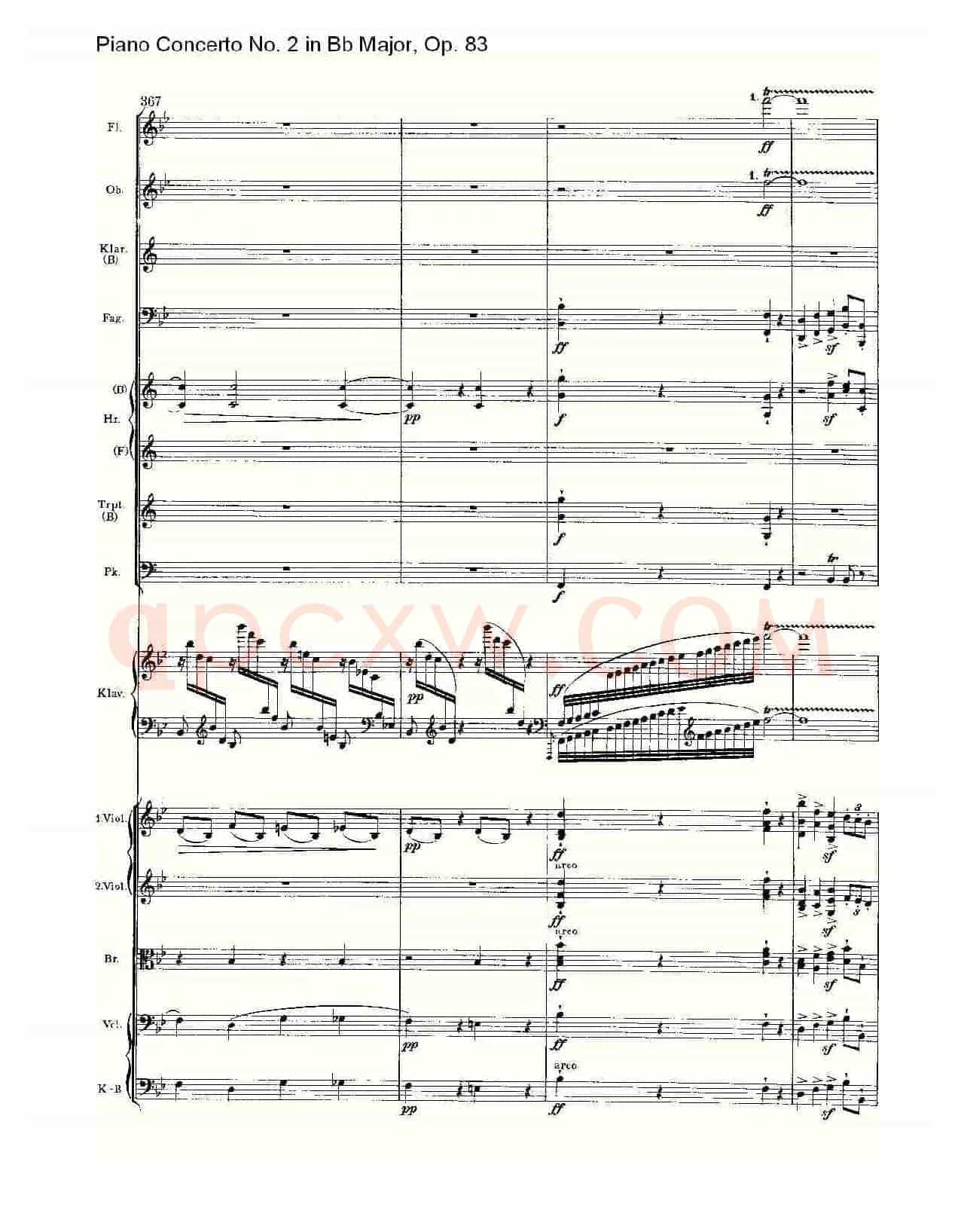Bb大调钢琴第二协奏曲, Op.83第一乐章(二)