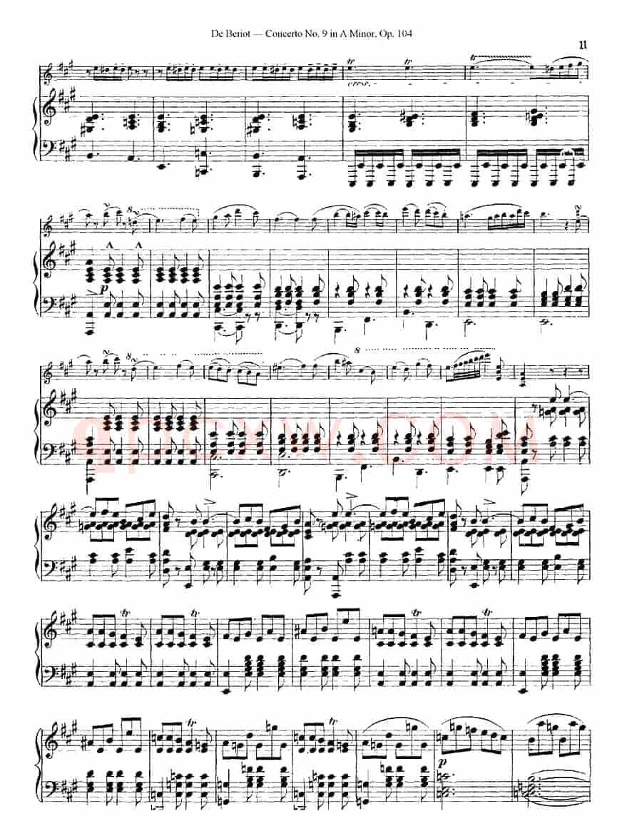 Beriot《Concerto No.9 in A Minor》Op.104（贝里奥《A小调第九小提琴协奏曲》Op.104、小提琴+钢琴伴奏）