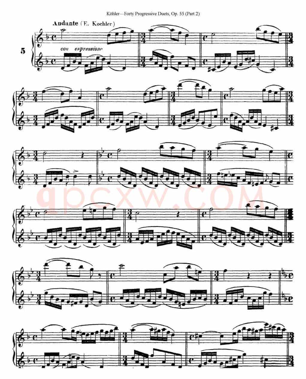 柯勒40首长笛提高练习曲OP.55（二重奏）（NO.5）