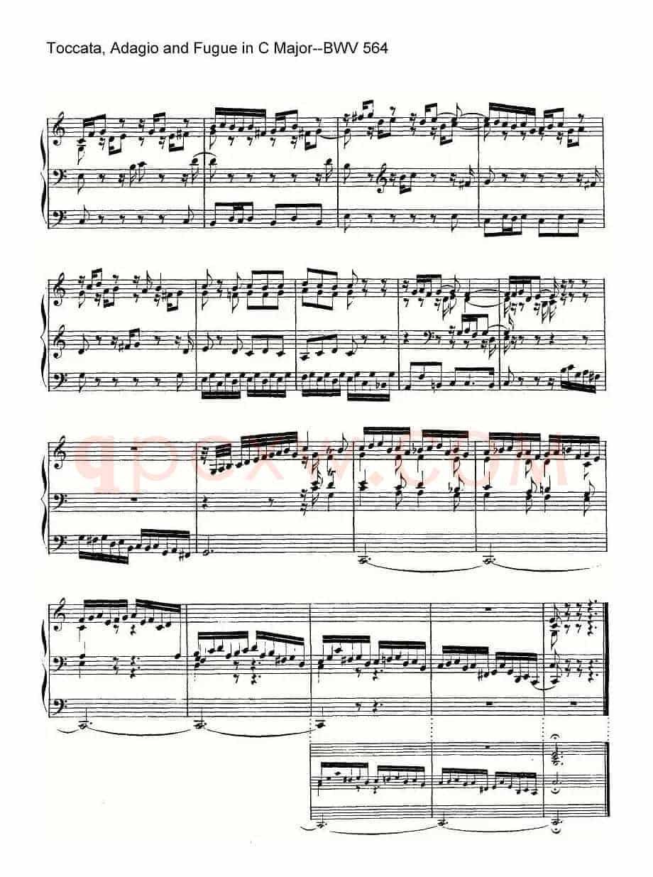 Toccata, Adagio and Fugue in C Major--BWV 564（管风琴谱）