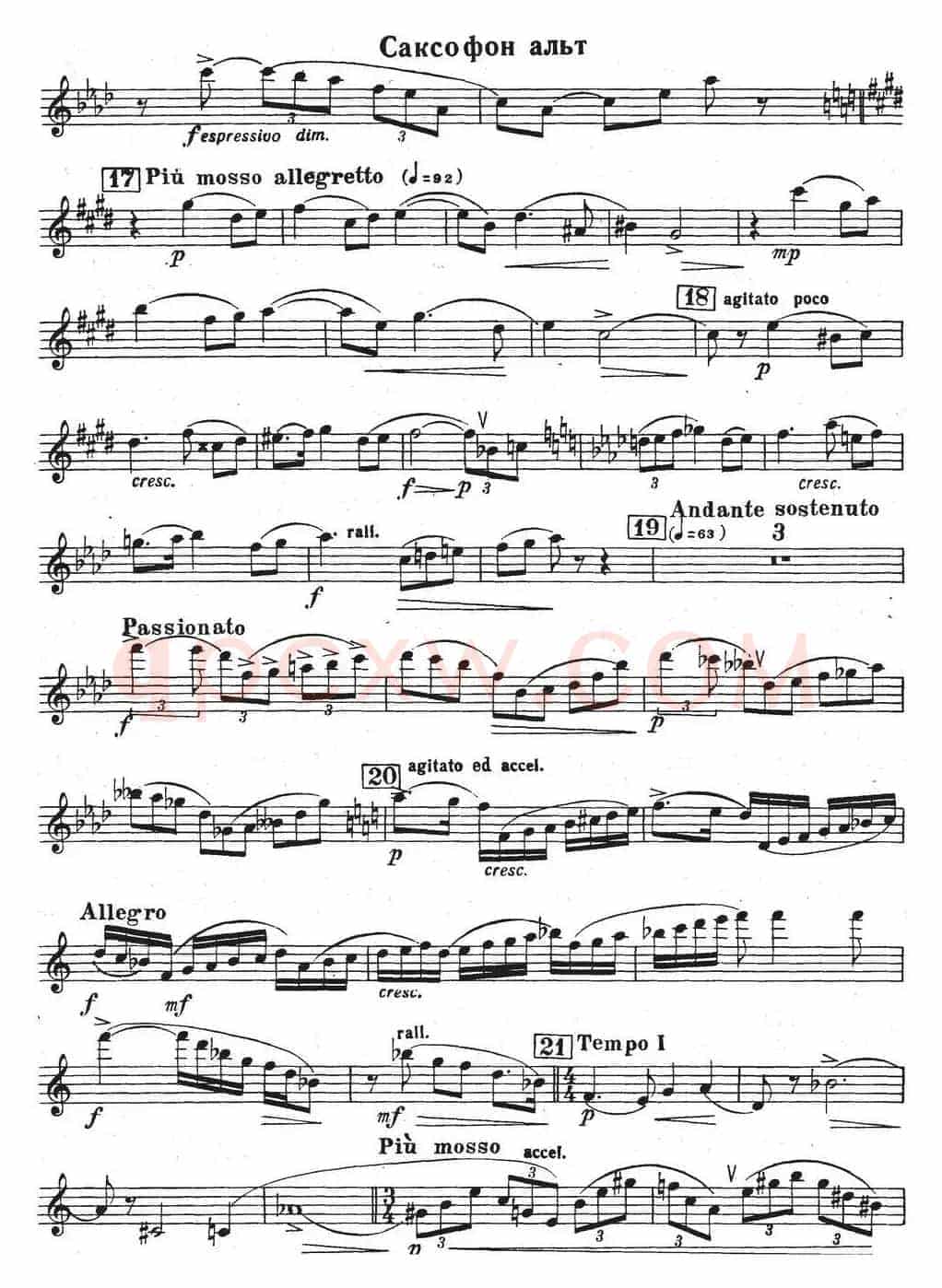 Glazunov Op.109（格拉组诺夫协奏曲Op.109）（中音萨克斯分谱）