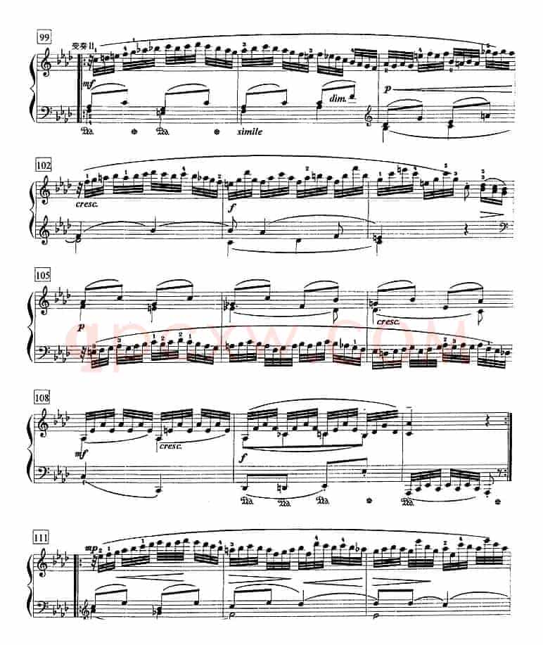 钢琴教程第七级 大型乐曲（f小调变奏曲 Op.83）