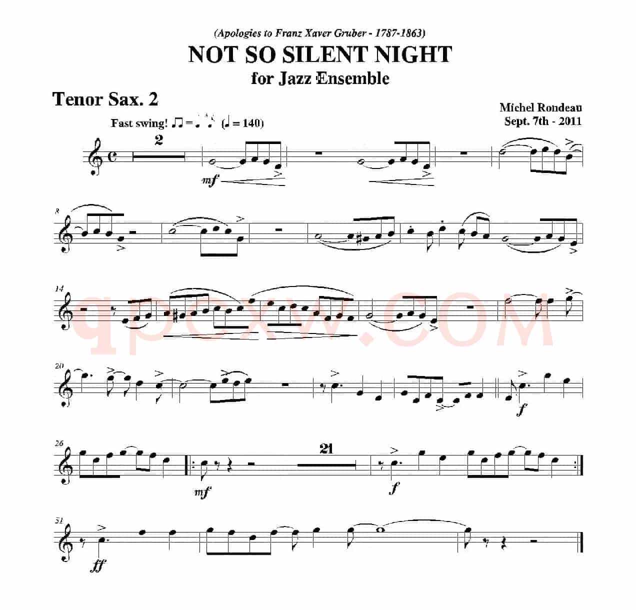 NOT SO SILENT NIGHT（第二次中音萨克斯分谱）