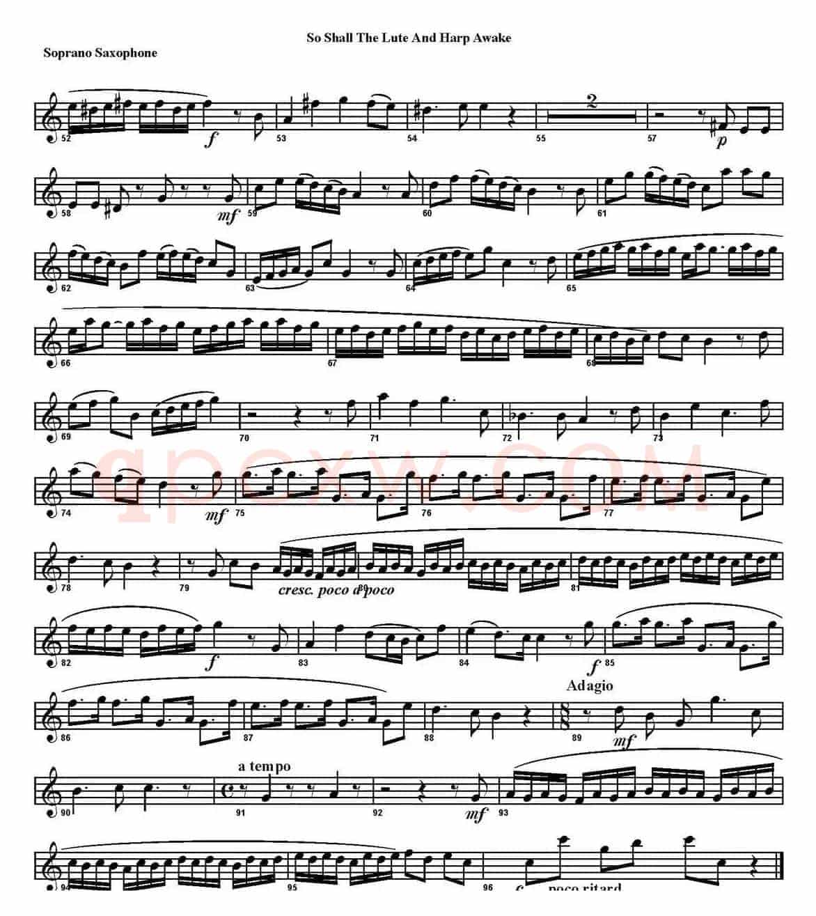 So Shall the Lute And Harp Awake（四重奏·高音萨克斯分谱）