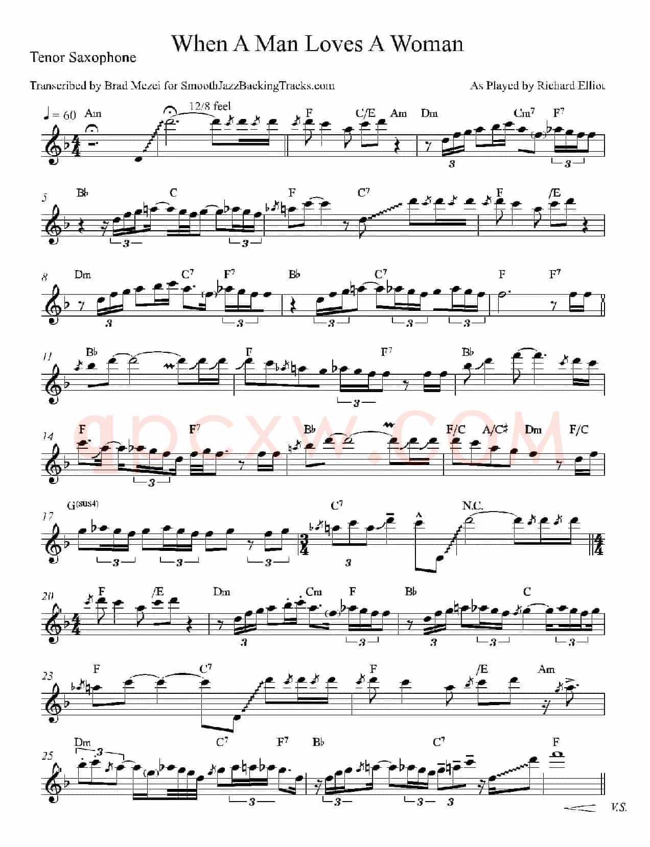 When A Man Loves A Woman（次中音萨克斯）
