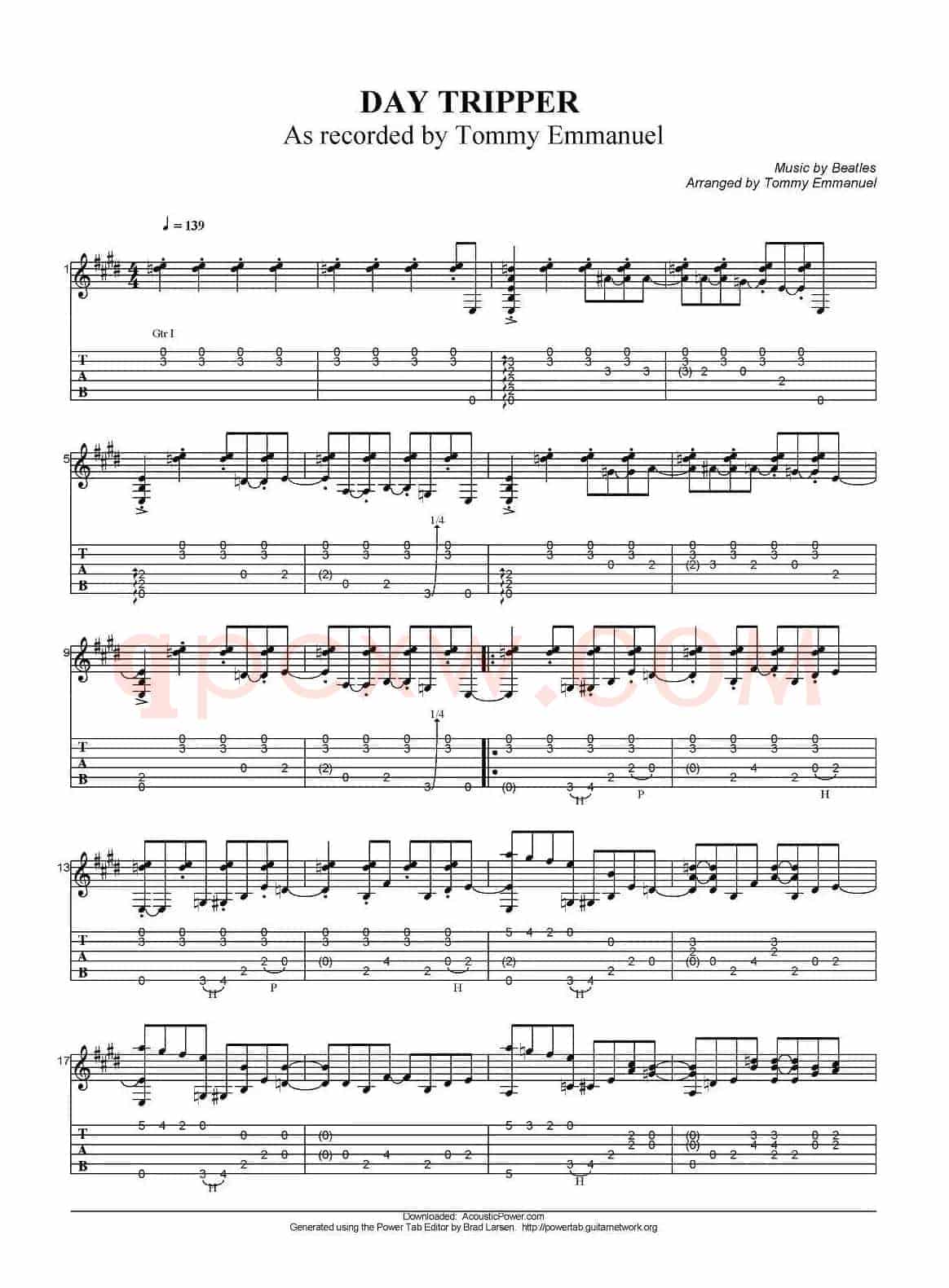 tommy emmanuel：day tripper（指弹吉他）