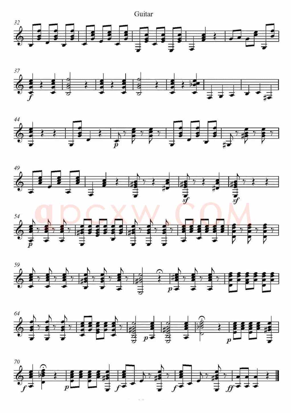 帕格尼尼六首《小提琴和吉他二重奏》 (M.S.110)（吉他分谱）