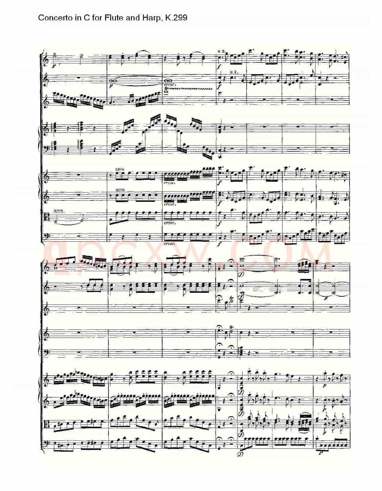 C调长笛与竖琴协奏曲, K.299（一）