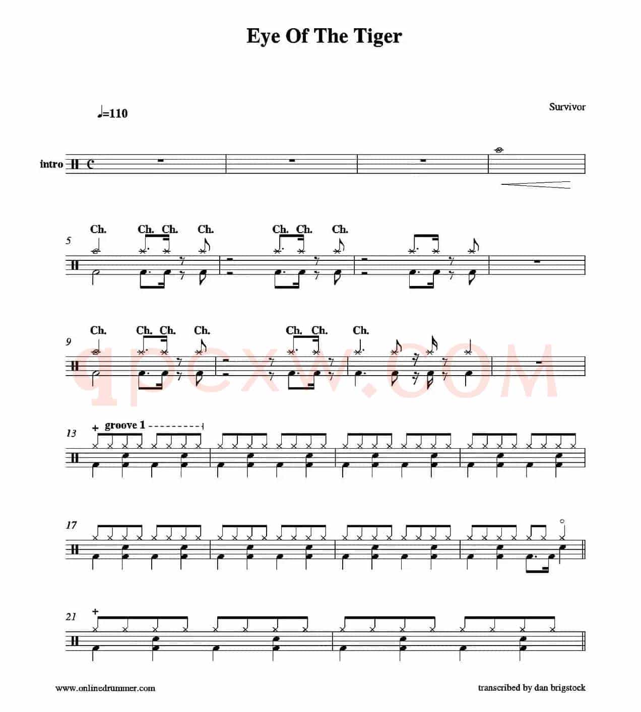 Eye of the Tiger（鼓谱）