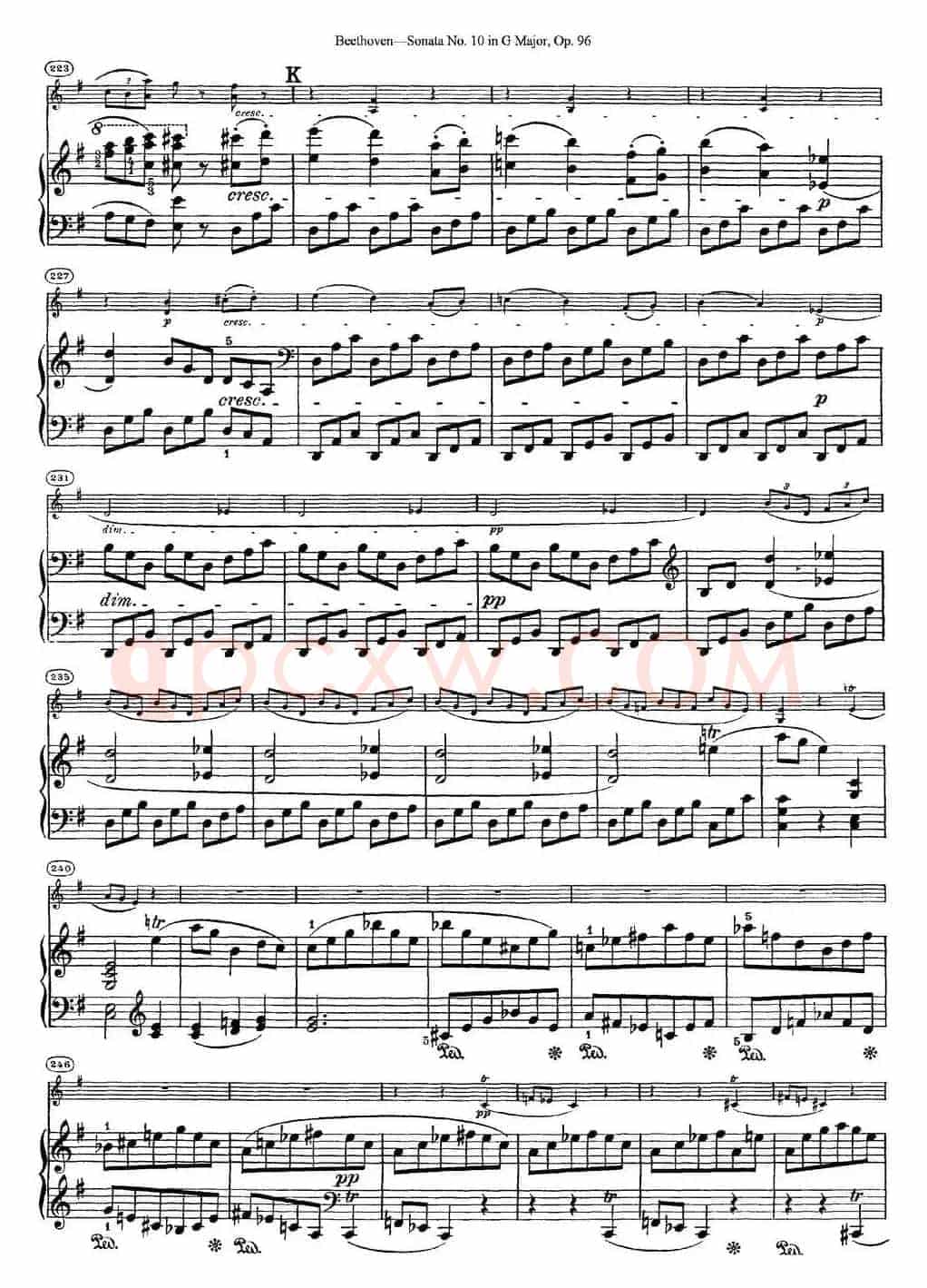 Violin Sonata No.10 in G Major Op.96（小提琴+钢琴伴奏）