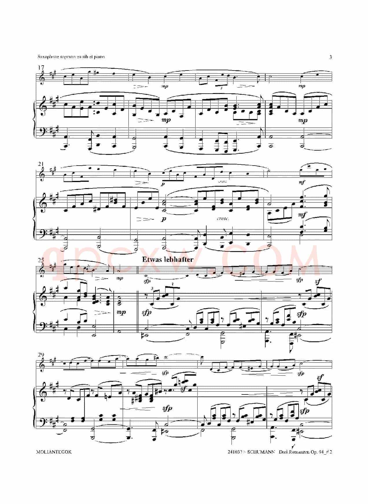 三首浪漫曲 Op.94（高音萨克斯+钢琴伴奏）