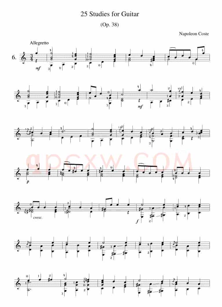 Napoleon Coste《25 Studies,Op.38》（STUDY 6）