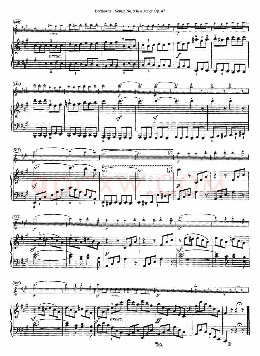 Violin Sonata No.9 in A Major Op.47（小提琴+钢琴伴奏）