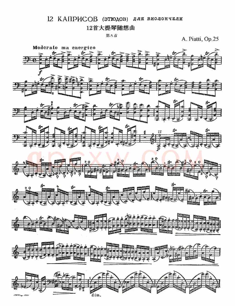 A. Piatti 12 Caprice Op.25（皮阿蒂 12首大提琴随想曲) 第八）