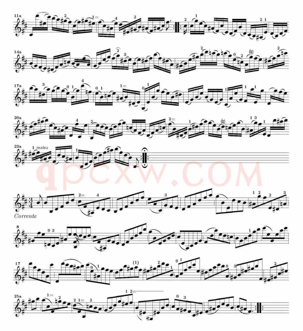 Bach Sonata BWV1002（无伴奏小提琴组曲）