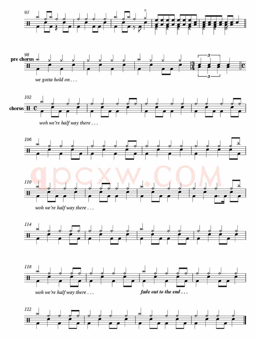 爵士鼓谱：Bon Jovi - Living on a prayer